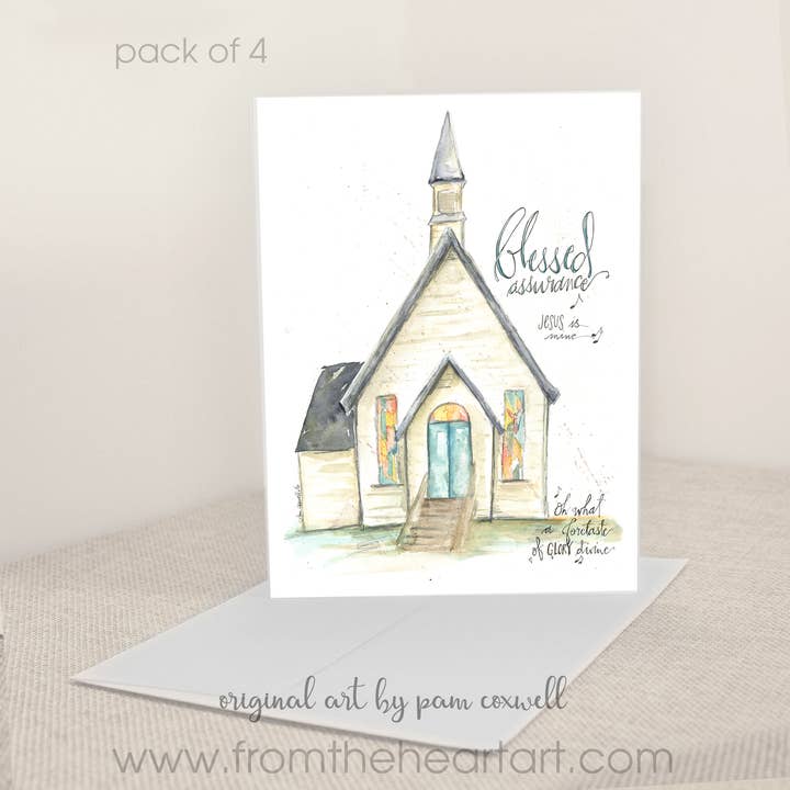From The Heart Art - Wholesale Stationery/Notecard Set - Blessed Assurance Chapel - Notecards1
