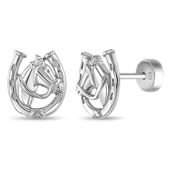 In Season Jewelry - Vendita all'ingrosso Orecchini - Bambini - Winner's Circle Horse - Orecchini da bambina in argento