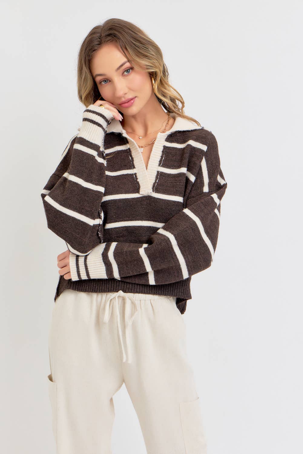 Sweet Lovely by Jen - Wholesale Knit Sweater - Women's - STRIPED EVERYDAY  KNIT SWEATER26