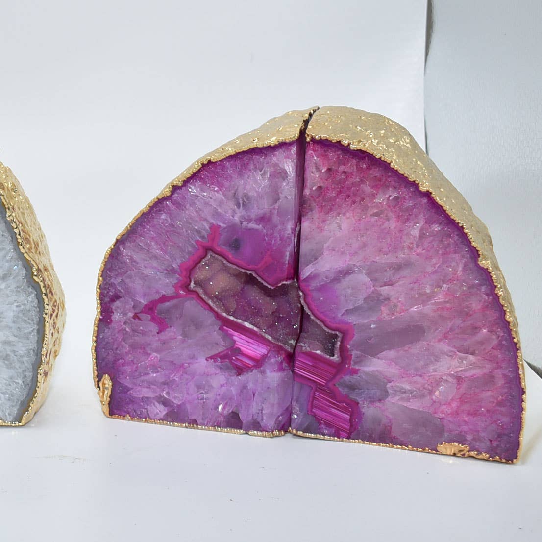 Olympus Minerals Co – Engroshandel Bogstøtte – Små agat bogstøtter - Guld Trim1