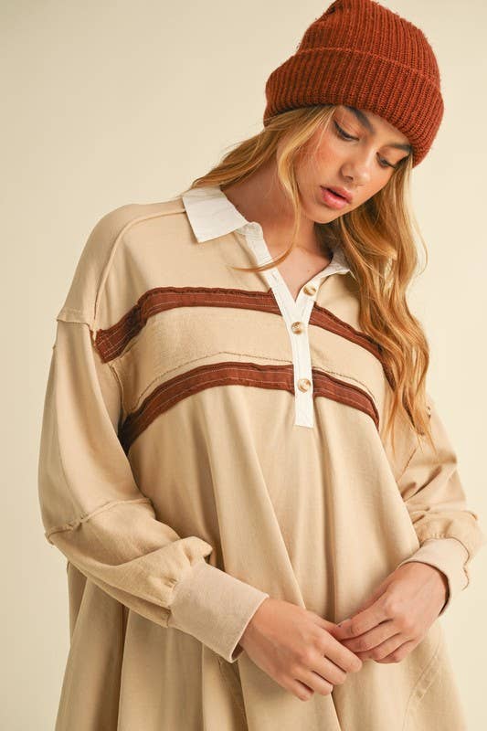 Heyson - Vendita all'ingrosso Vestito - Donna - [FULL SIZE RUN] Abito polo con orlo asimmetrico LD10695