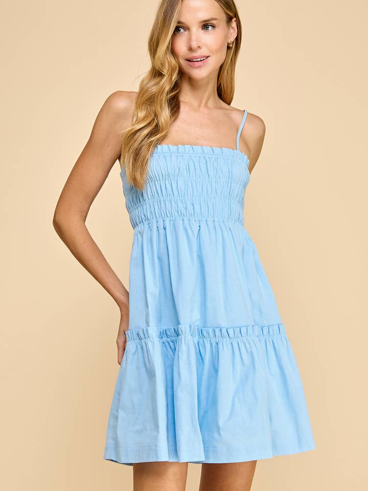 CD04621-Spaghetti Straps Ruffle Trim Dress for wholesale by TCEC