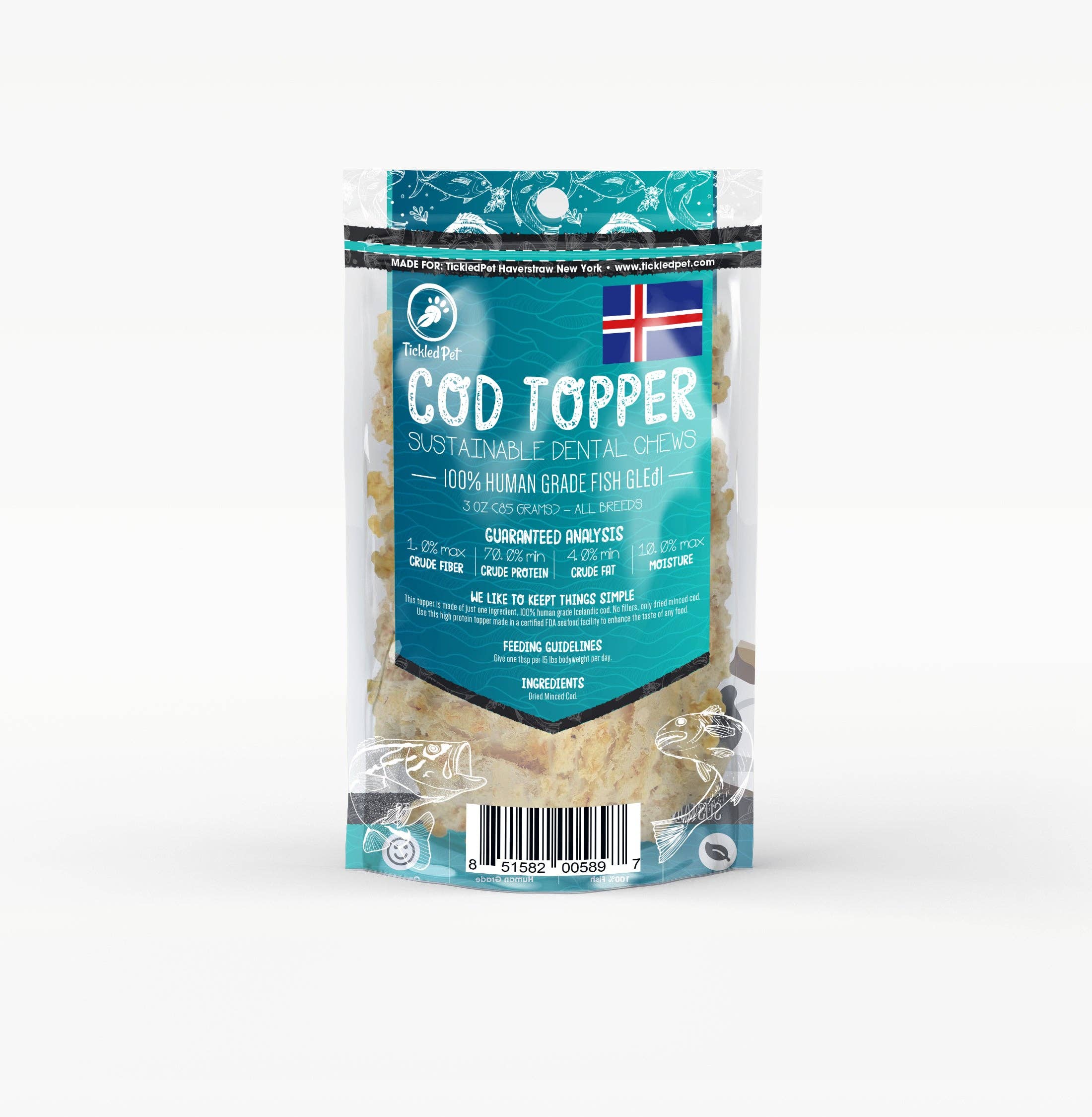 TickledPet - Wholesale Pet Food - Cat - Cod Food Topper for cats 3 oz retail bag1
