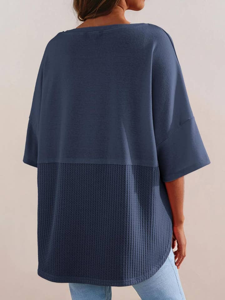 Hope & Sunshine - Wholesale Top – Maternity - Waffle Knit Button Top with 3/4 Sleeves13