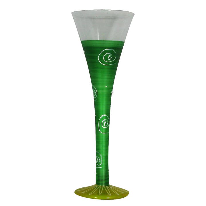 Verres à flûte creuse vert foncé Peruvian Splendor pour la vente par Golden Hill Studio