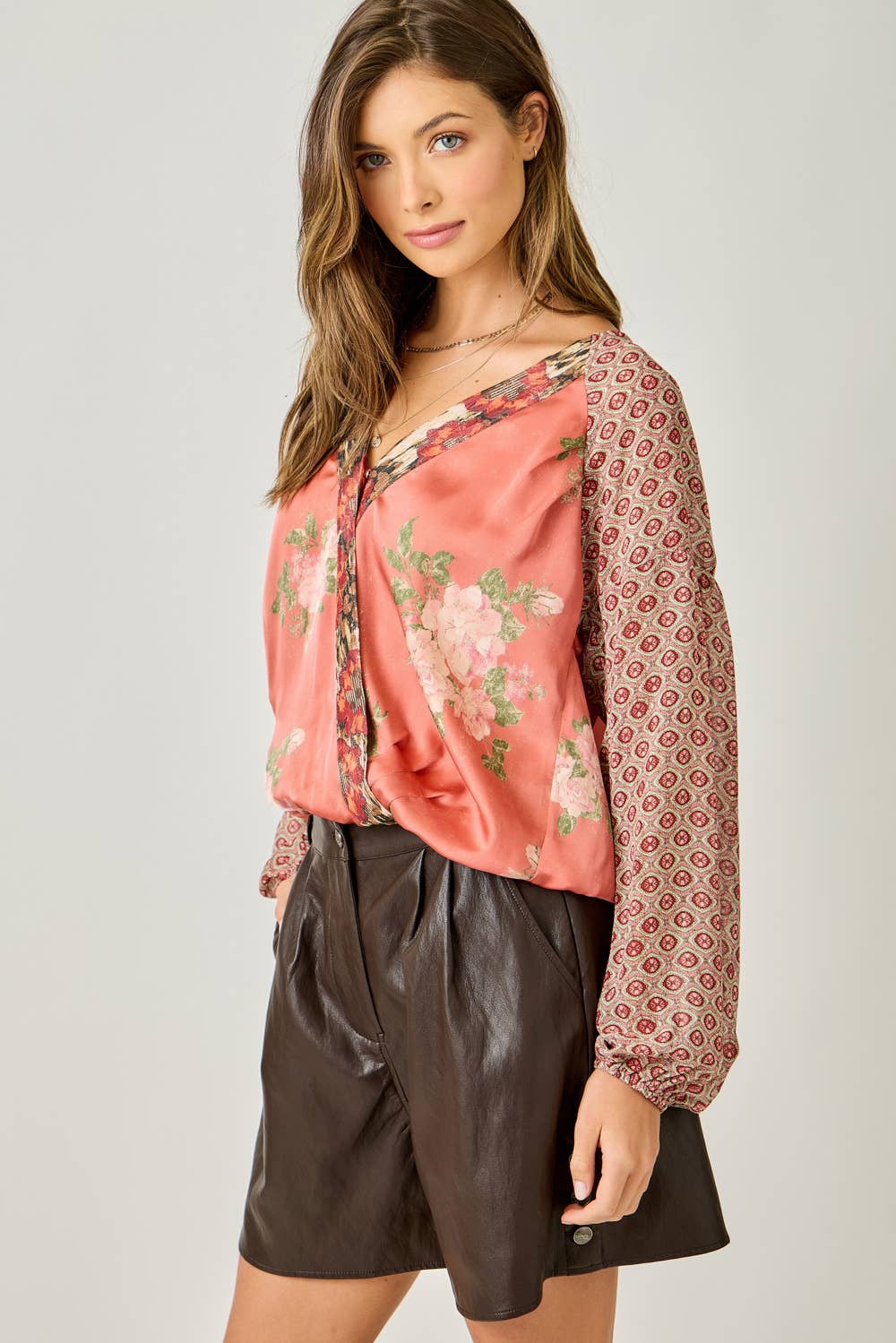 Mystree - Wholesale Blouse - Women's - 61318 Mixed Print Blouse2