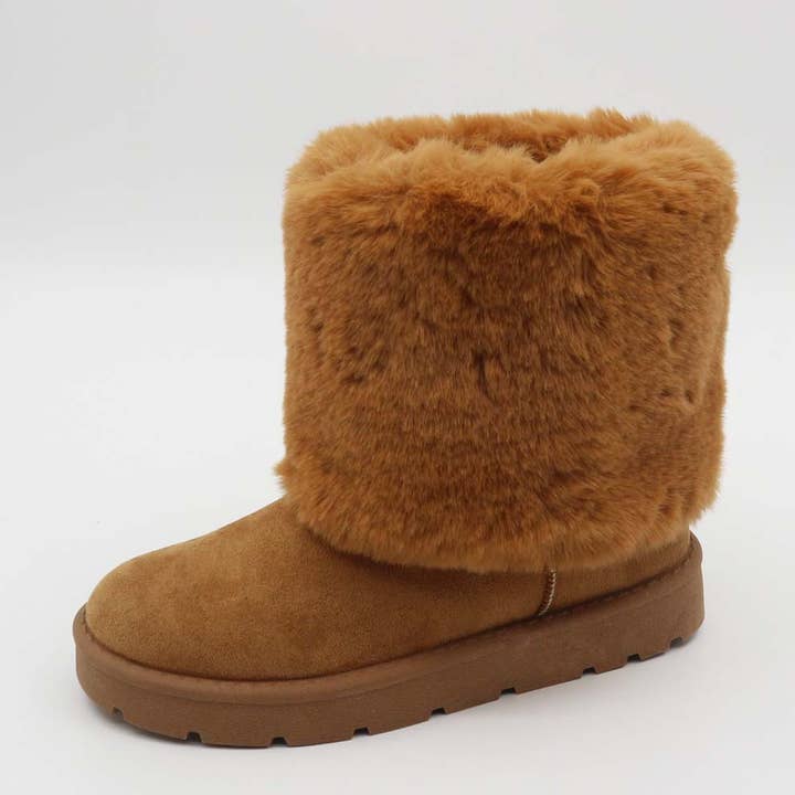 Bamboo FROZEN-40 Bottes d'hiver plates en fourrure pour femmes - Pack de 12 paires - 21,45/paire pour la vente par Mars Sky Shoes Wholesale