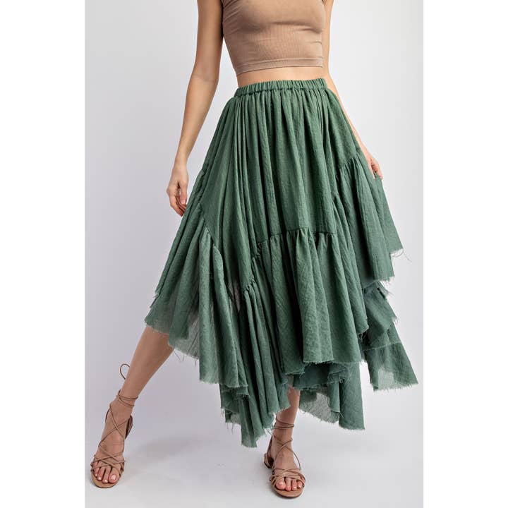 Sweet Generis - Wholesale Skirt - Women's - ASYMMETRICAL RAW-EDGE RUCHED UNEVEN HEMLINE SKIRT