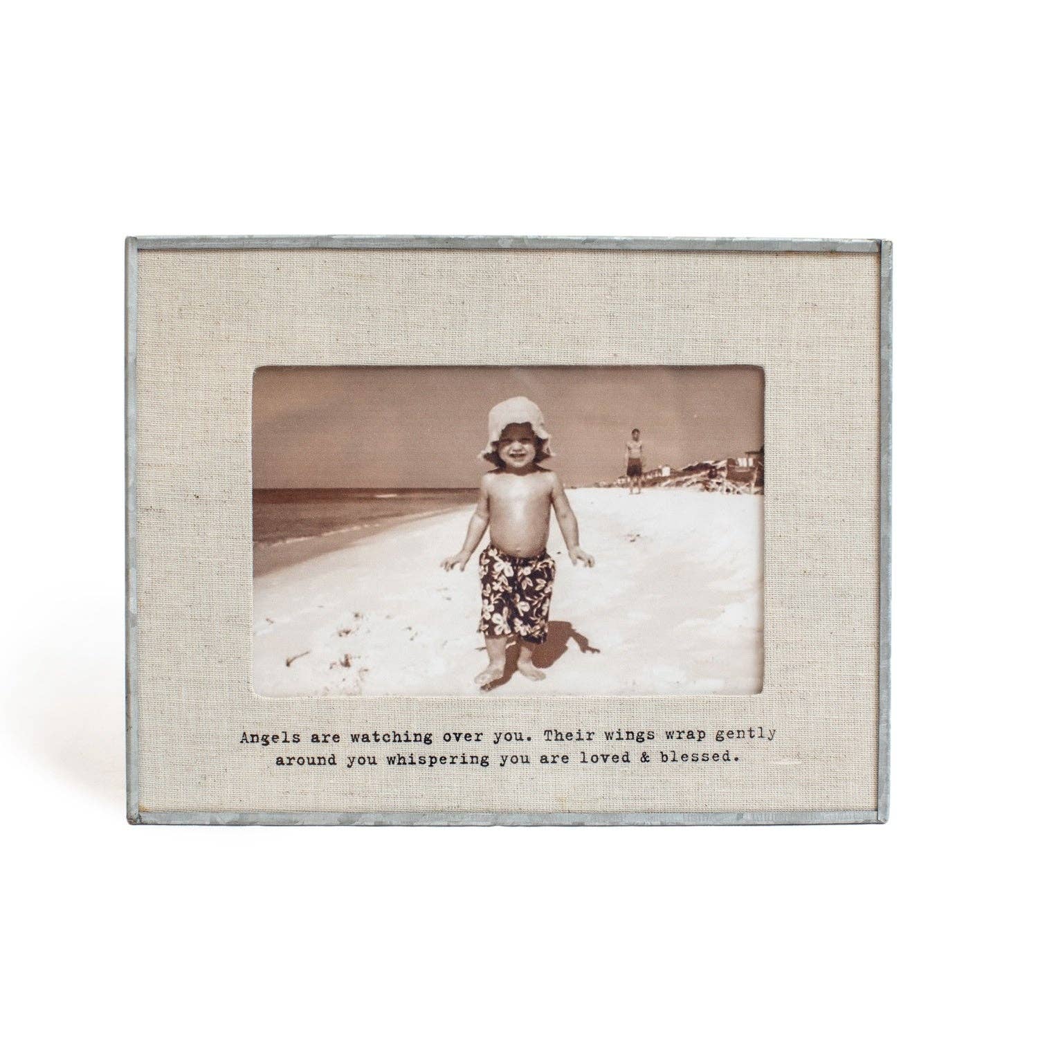 Sugarboo & Co – wholesale Picture frame – Angels Are Watching Horizontal Glass Linen Photo Frame