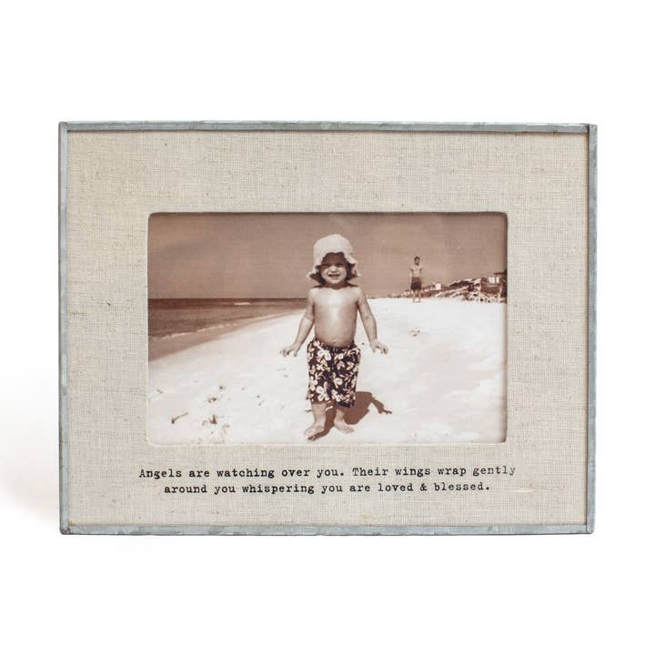Angels Are Watching Horizontal Glass Linen Photo Frame for wholesale by Sugarboo & Co