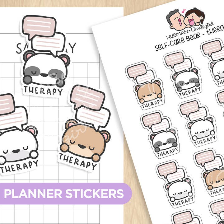 Urso Self-Care - Planner Autocolantes de Terapia por atacado de hubmanchubgirl.