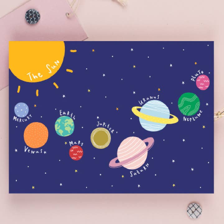 Children's Solar System Print for wholesale by Hey Little Ginger