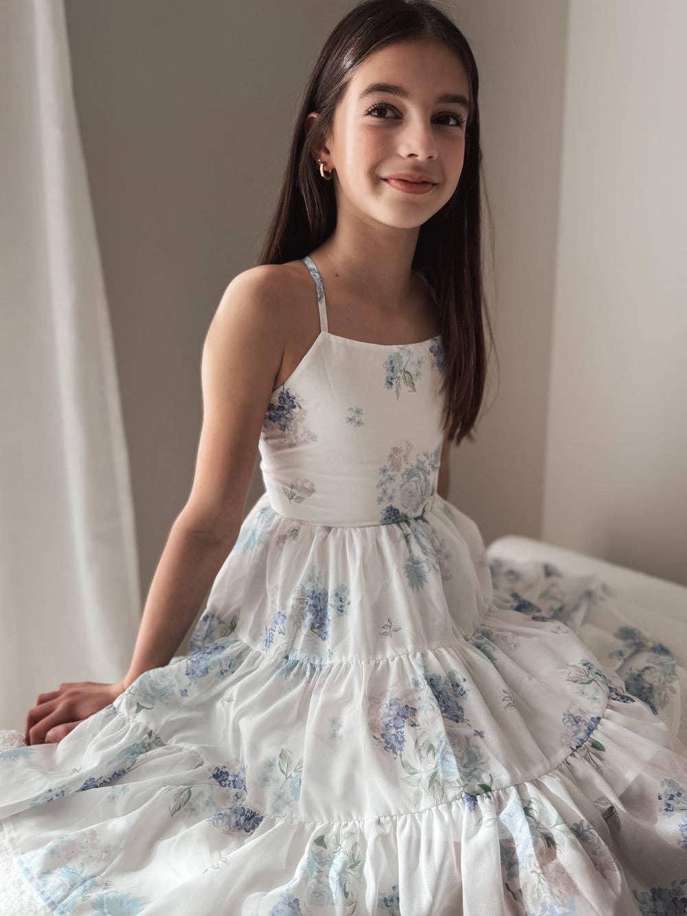 A Little Lacey - Wholesale Dress - Kids - Phoebe Chiffon Girls Dress Blue Floral7