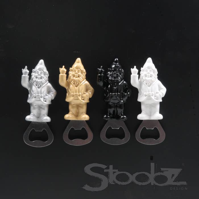 Imhof & Stevens BV - Wholesale Bottle/Wine Opener - BOTTLE OPENER GNOME F*CK YOU WITH MAGNET 4 COLORS ASS B/W/G/Y 9 CM STOOBZ DESIGN3