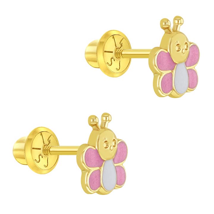 In Season Jewelry - Wholesale Earrings - Kids - 14k Gold Busy Bee Baby / Toddler / Kids Earrings1