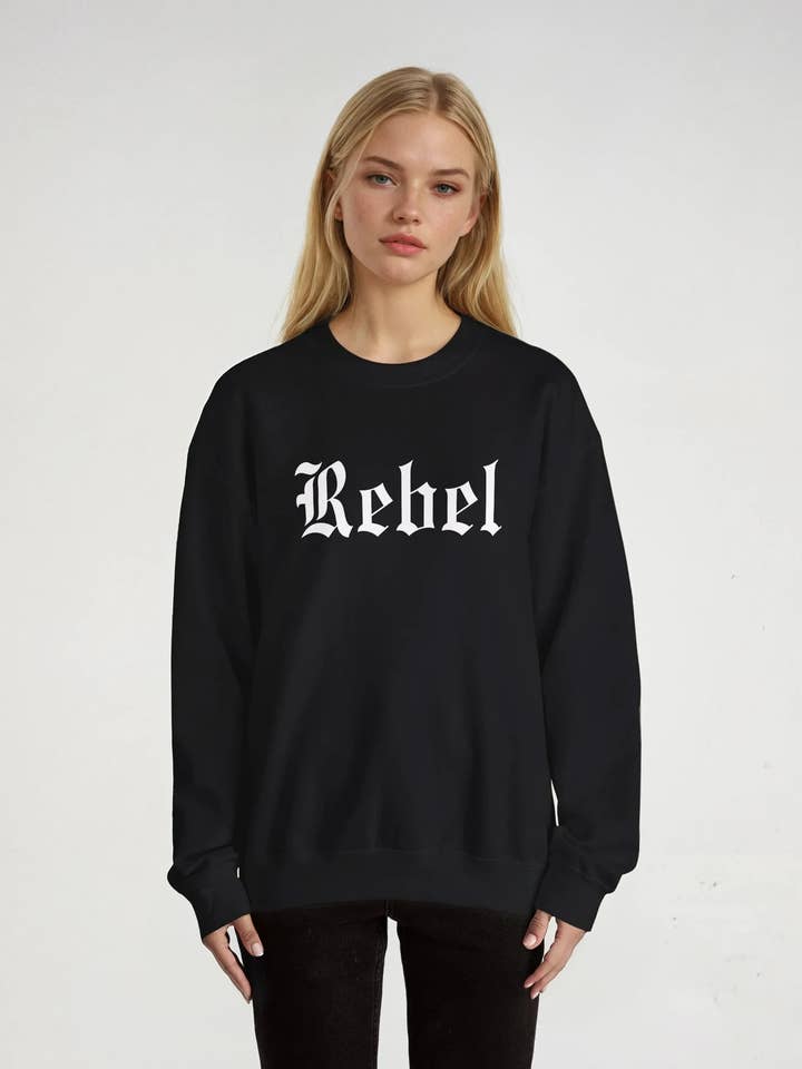 Black Rebel Rock'n'Roll Sweatshirt for wholesale by Pretty Attitude Clothing