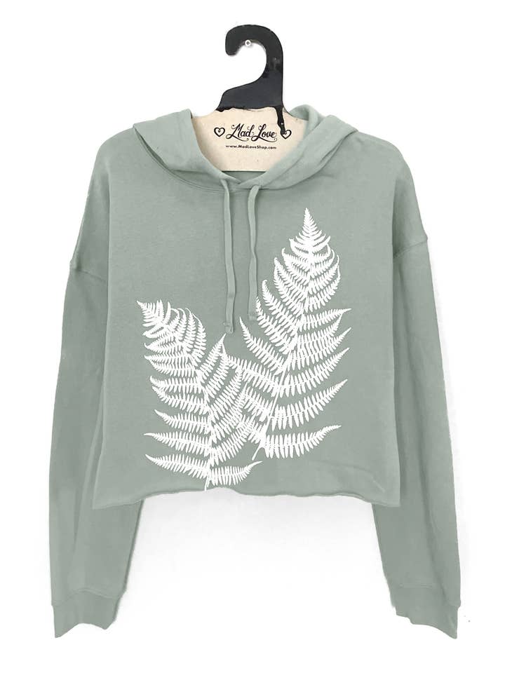 Mad Love Shop - Wholesale Hoodie - Women's - Sage Green Fleece V-Notch Beach Pullover Hood w/ Evergreens9