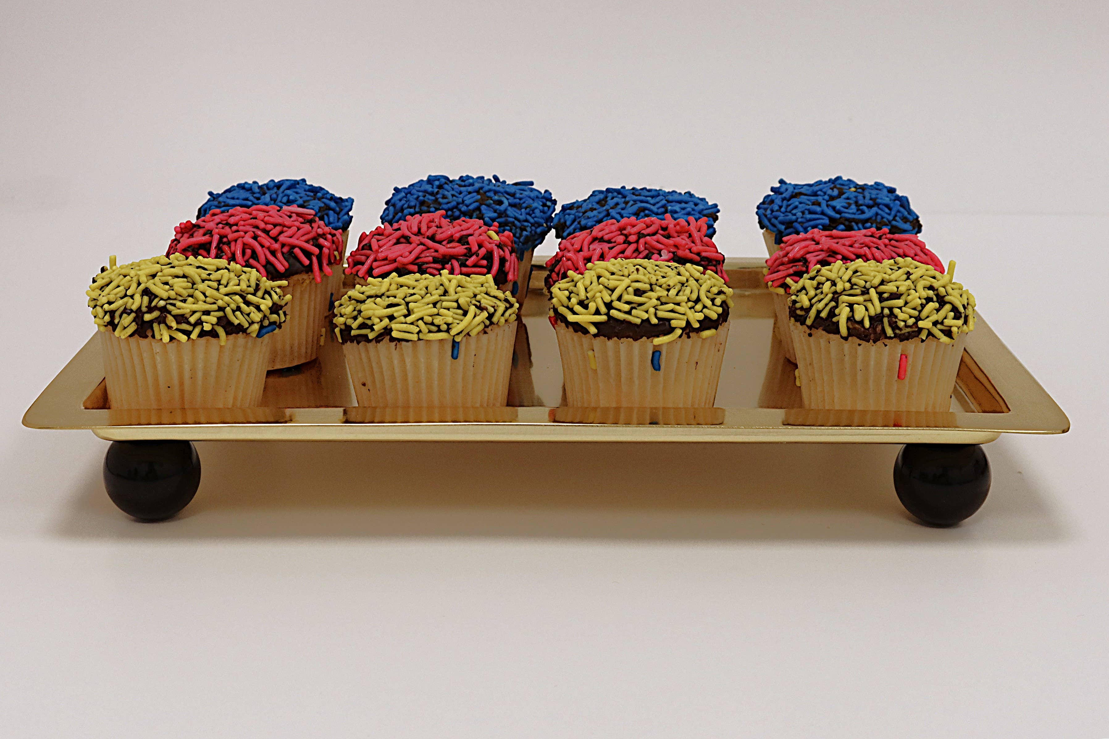 CLASSIC TOUCH DECOR INC. - Wholesale Cake Stand - Rectangle Cake Dome Gold with Ball Knob - 10.2"L4