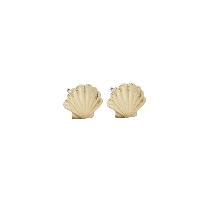 Mini Seashell Stud Earrings for wholesale by gold & gray