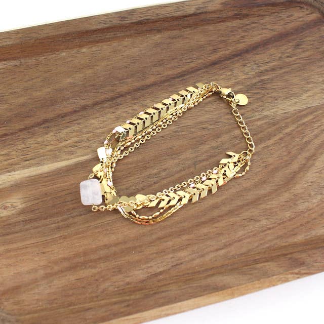 Pretty Persuasions - Wholesale Charm/Dangle Bracelet - B24046 Stone Charm Stainless Steel Multi-Chain Bracelet6