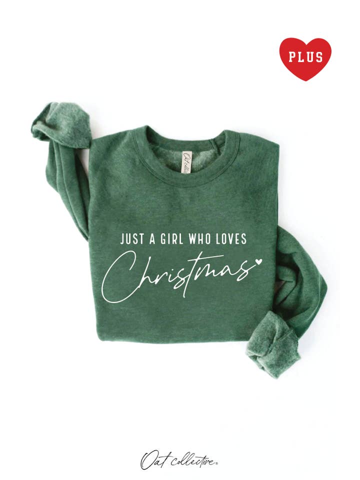 OAT COLLECTIVE - Wholesale Graphic Sweatshirt - Women's - JUST A GIRL WHO LOVES CHRISTMAS Plus Graphic Sweatshirt