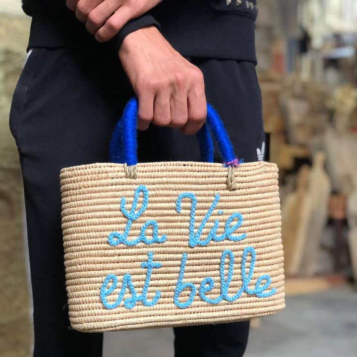 Personalised raffia basket for wholesale by MARRAKECH METACRAFT LTD