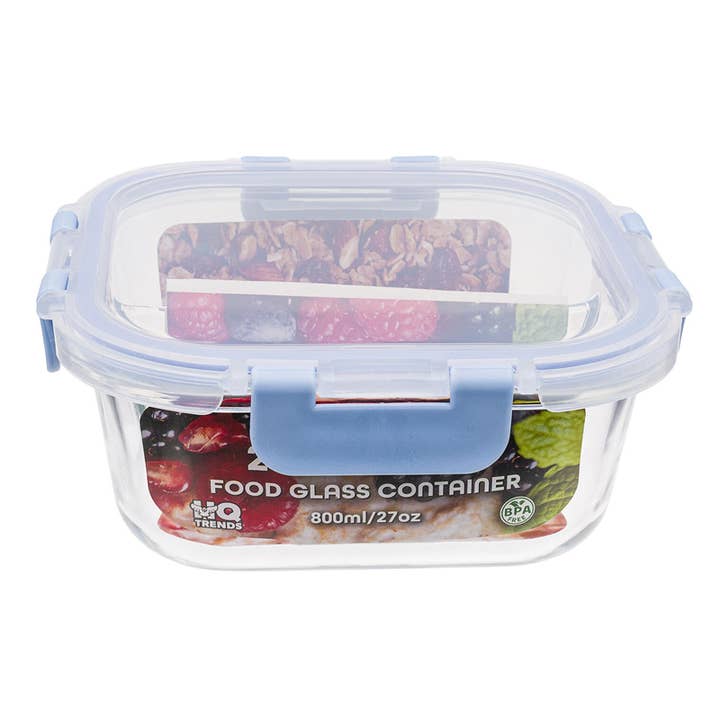 Recipiente de Vidro para Alimentos com 2 Divisórias 800ml/27 oz Azul por atacado de Deluxe Import Trading