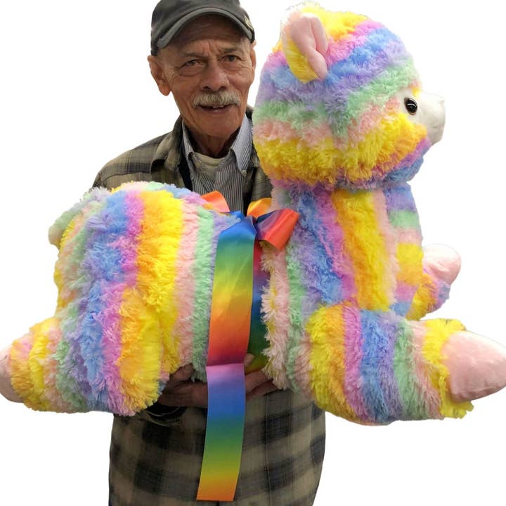 Big Plush - Wholesale Stuffed/Plush Toy - Kids & Baby - Extra Large Stuffed Llama Rainbow Color Soft 30 inches