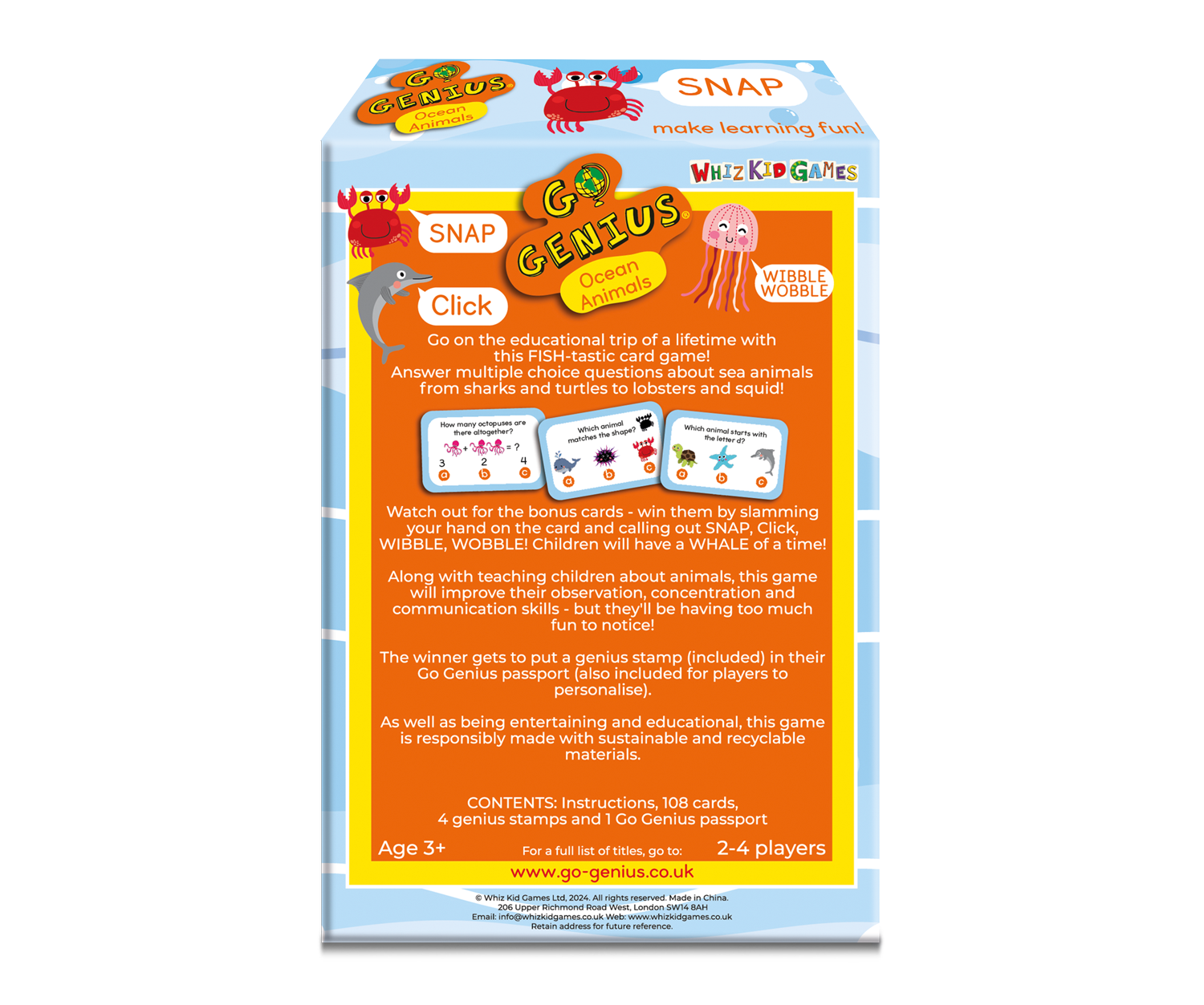 Whiz Kid Games – wholesale Card game – Card games for children ocean animal themed Whiz Kid Games1