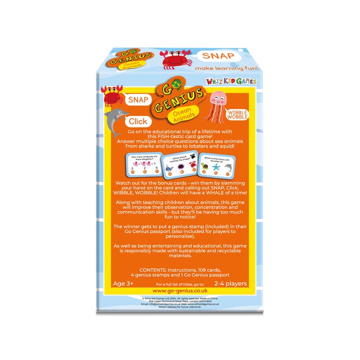 Whiz Kid Games – wholesale Card game – Card games for children ocean animal themed Whiz Kid Games1