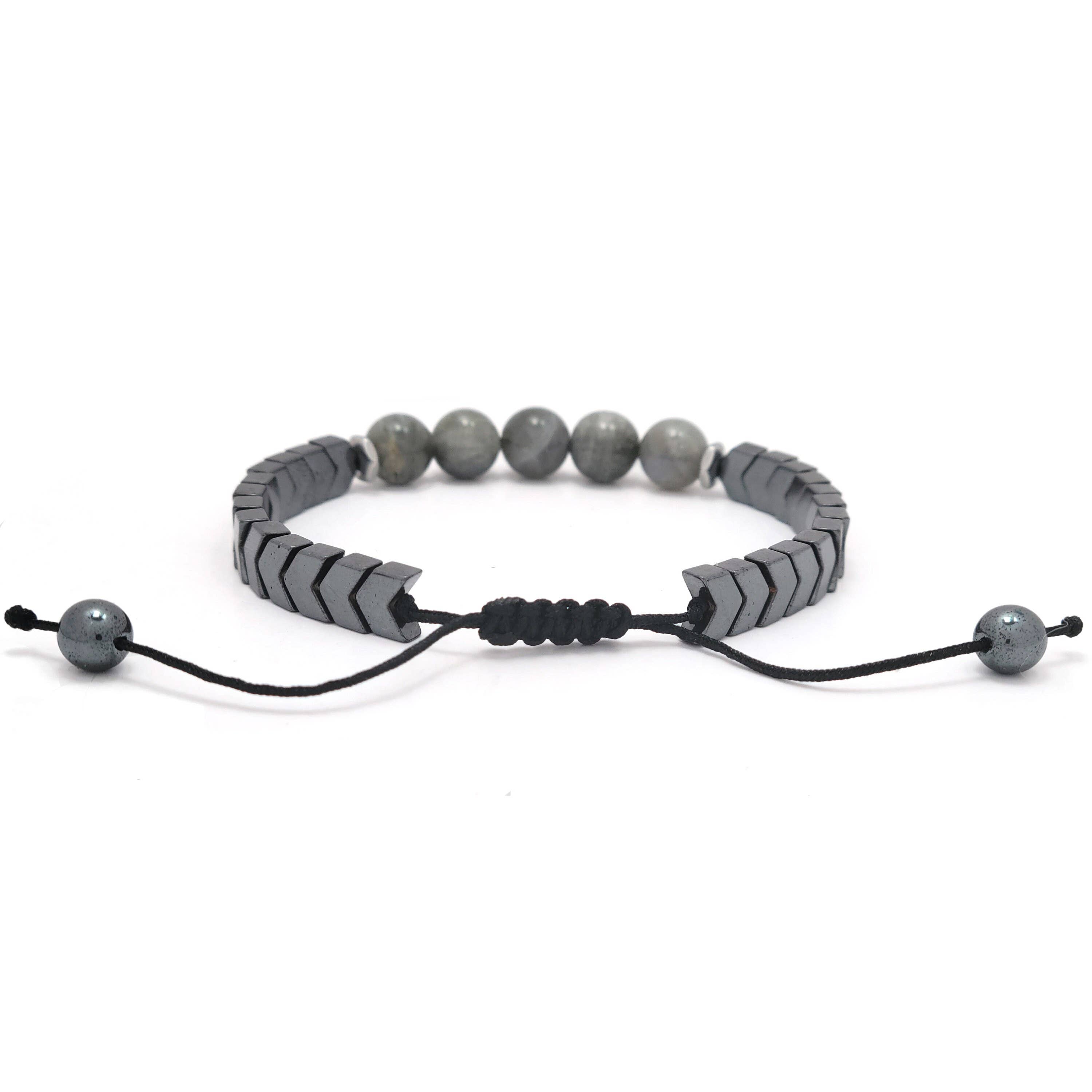 Mana Gallery - Wholesale Beaded Bracelet - Labradorite and Hematite Bracelet - Unisex Adjustable2
