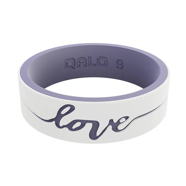 QALO - Wholesale Band/Stacked Ring - White & Lilac Love Strata0