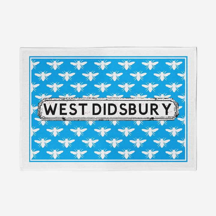 Blue Bee Tea Towel for wholesale by tinned snail