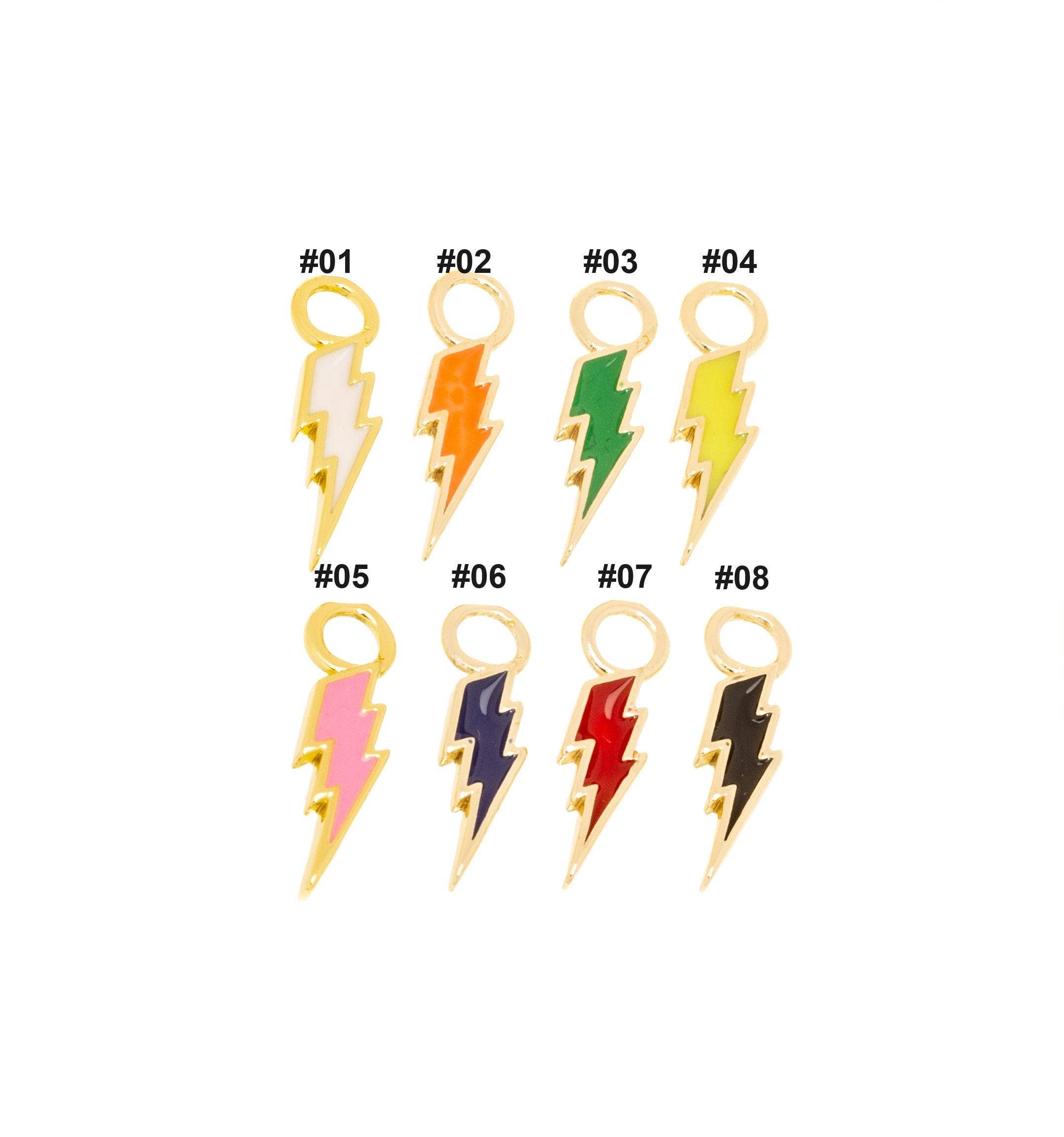 Jewel Pledge - Wholesale Individual Charm/Pendant - Gold Enamel Lightning Bolt Charms for Jewelry Making,CPG14082