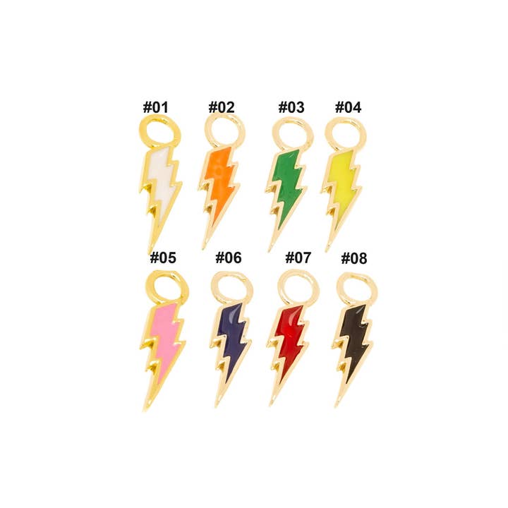 Jewel Pledge - Wholesale Individual Charm/Pendant - Gold Enamel Lightning Bolt Charms for Jewelry Making,CPG14082
