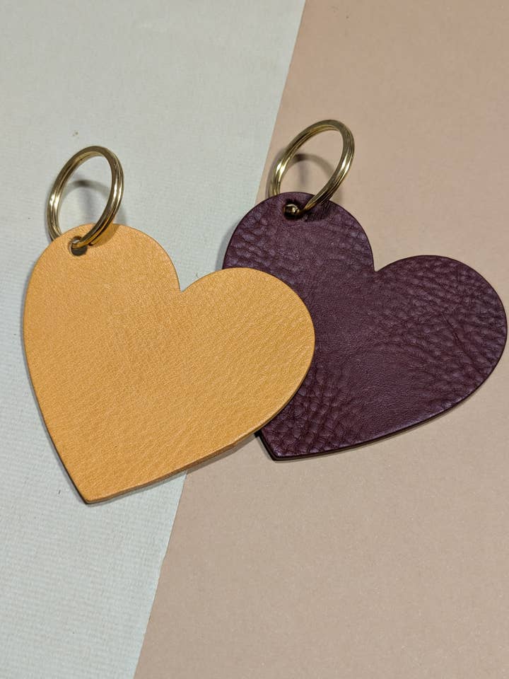 Leather Heart Key Ring/ Bag Charm for wholesale by Jane De Bono Textiles England