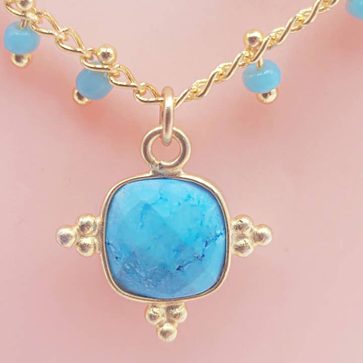 Collar corto Indy latón turquesa para venta al por mayor de Moira Bijoux Creation