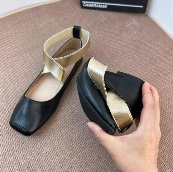 Whisper Mint - Wholesale Flats - Women's - Stylish French Elastic Cross Strap Mary Jane Ballet Shoes0