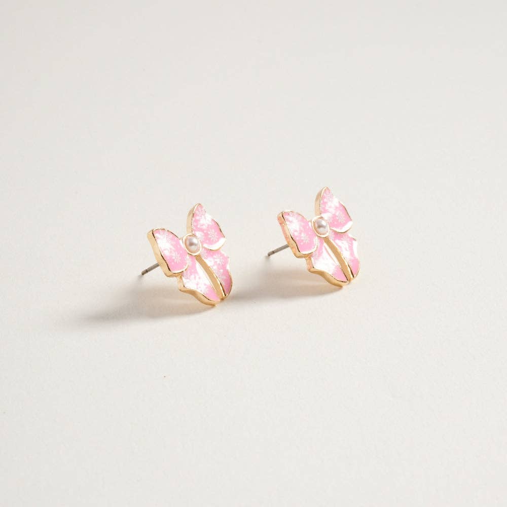 Designature New York - Wholesale Stud/Post Earrings - Christmas Pattern Ribbon with Pearl Post Earrings9