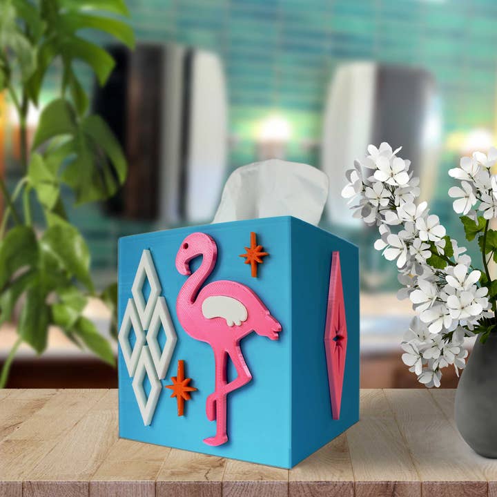 Retro Layers - Wholesale Tissue Box - Atomic Flamingo Tissue Box Cover