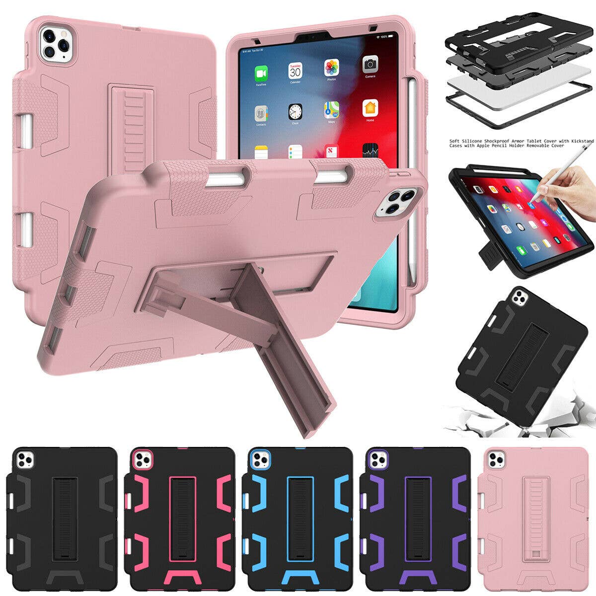 AICase - Wholesale Laptop/Tablet Case - Men's - iPad Pro 11 Inch Hybrid Rubber Shockproof Heavy Duty Stand Cover8