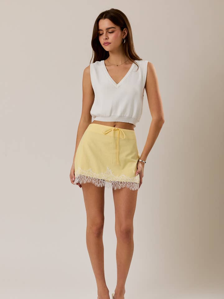 LACE TRIM MINI SKIRT for wholesale by LE LIS