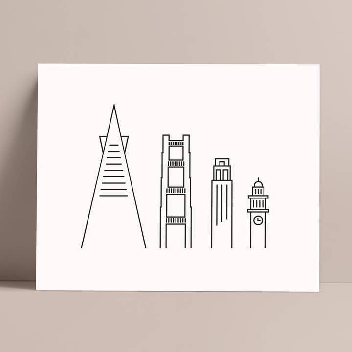 Poster dello skyline di San Francisco per la vendita all'ingrosso da parte di Backstory Map Co.