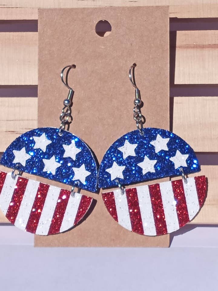 Glitzernde Ohrringe mit amerikanischer Flagge, Ohrringe zum 4. Juli für den Großhandel von Sunshine Crafts