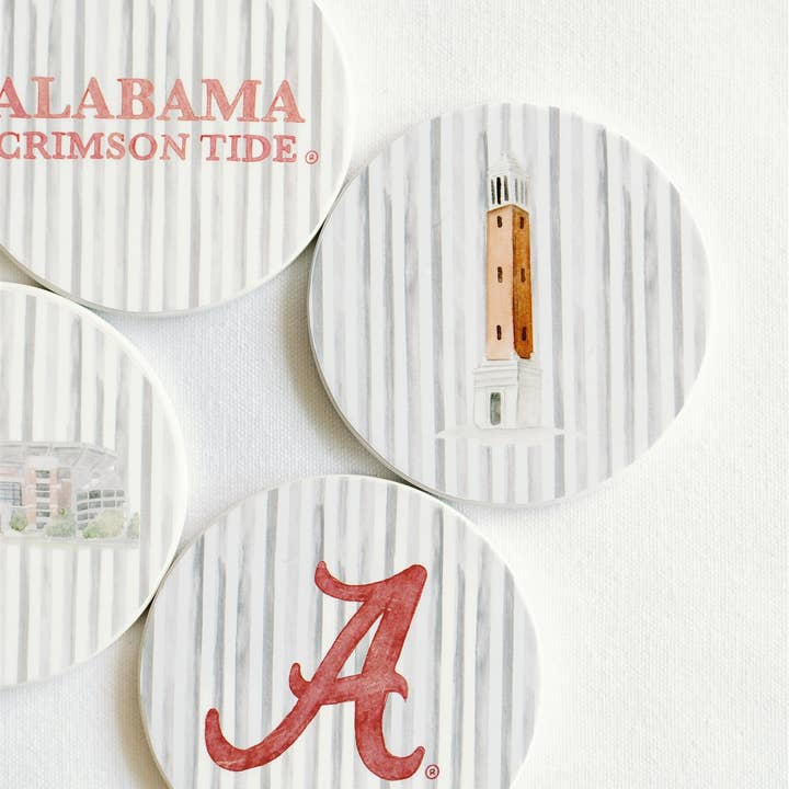 Gracefully Made Art - Wholesale Coasters - Ceramic Alabama Striped Coasters2