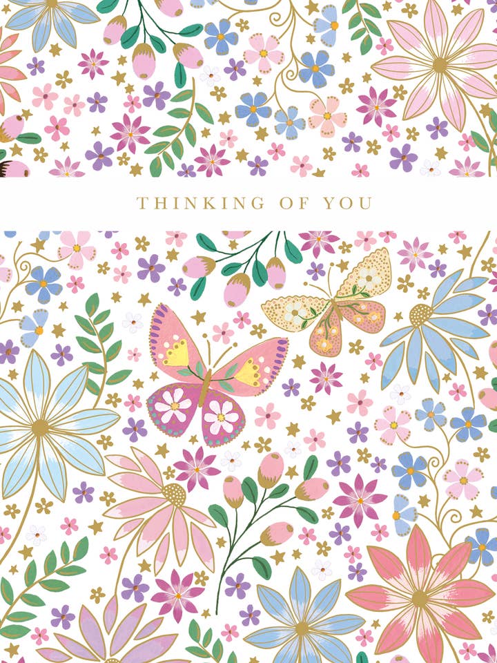 THINKING OF YOU FLOWER GREETING CARD LING for wholesale by Notes & Queries, Inc.