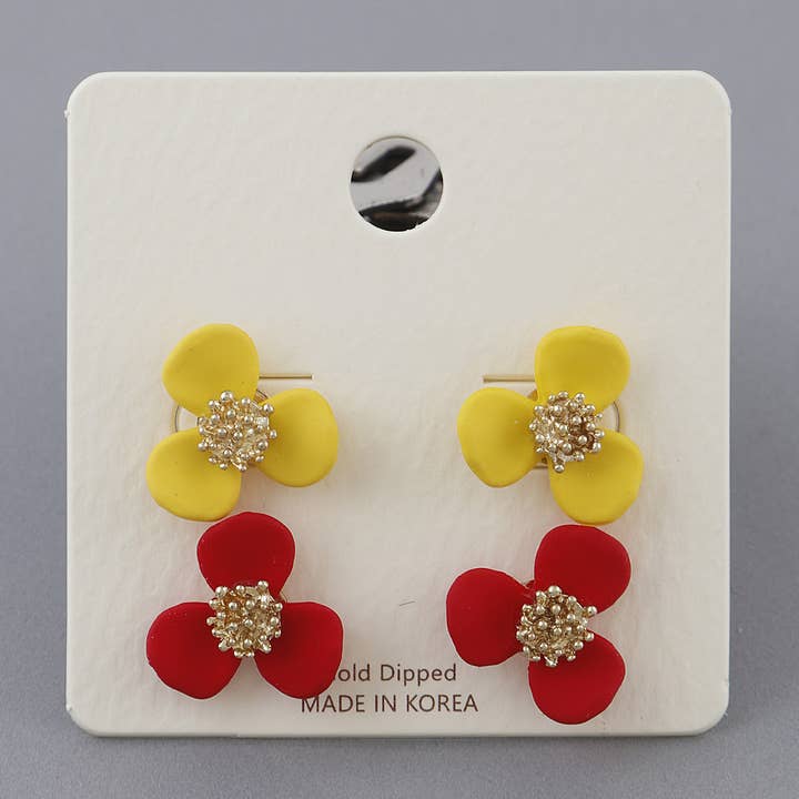3AM BY H&D ACCESSORIES - Wholesale Stud/Post Earrings - Multi Flower Stud Earrings3