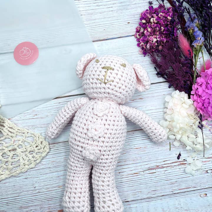 CherisherBabies – Engroshandel Barselsgave – Håndlavede Hæklede Baby Støvletter, Bjørn Toy til Nyfødt Baby Gaveæske, Køn Neutral Baby Gave, Baby Shower