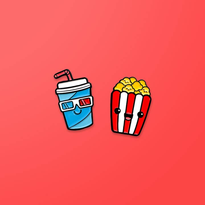 Pals & Co. - Wholesale Lapel Pin/Button - Popcorn & Soda Enamel Pin Set