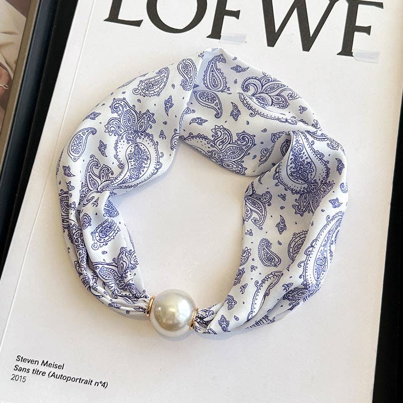 Dipped Shop – wholesale Scarf – Women's – Elegant Print Large Pearl Silk Scarf DP25G4634